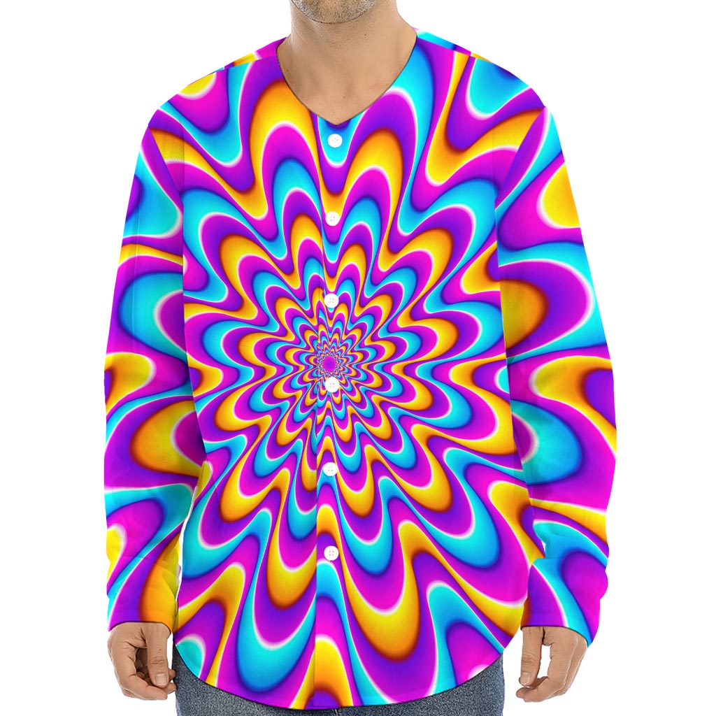 Splashing Colors Moving Optical Illusion Long Sleeve Baseball Jersey