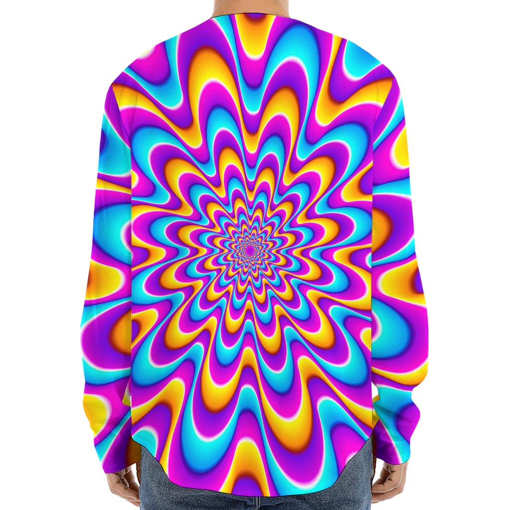 Splashing Colors Moving Optical Illusion Long Sleeve Baseball Jersey