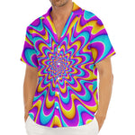 Splashing Colors Moving Optical Illusion Men's Deep V-Neck Shirt