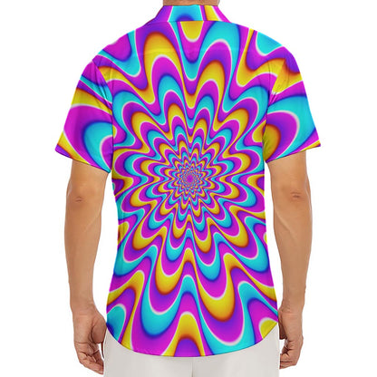 Splashing Colors Moving Optical Illusion Men's Deep V-Neck Shirt