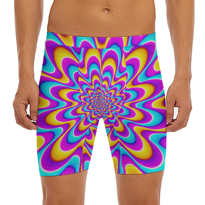 Splashing Colors Moving Optical Illusion Men's Long Boxer Briefs