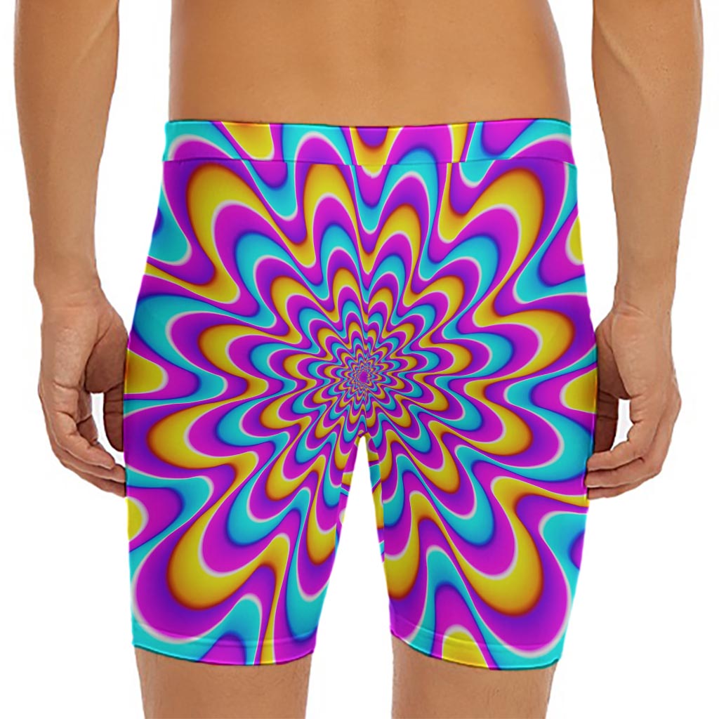 Splashing Colors Moving Optical Illusion Men's Long Boxer Briefs