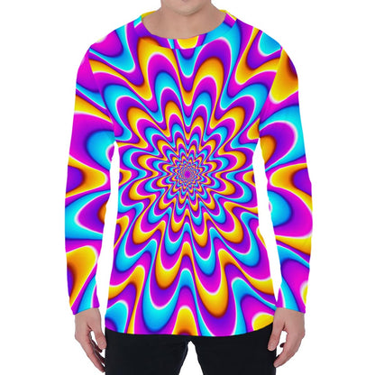 Splashing Colors Moving Optical Illusion Men's Long Sleeve T-Shirt