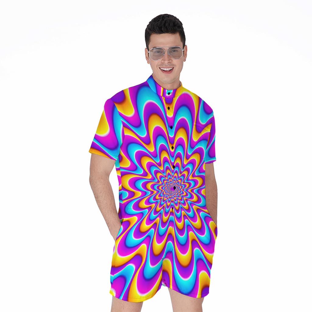 Splashing Colors Moving Optical Illusion Men's Rompers