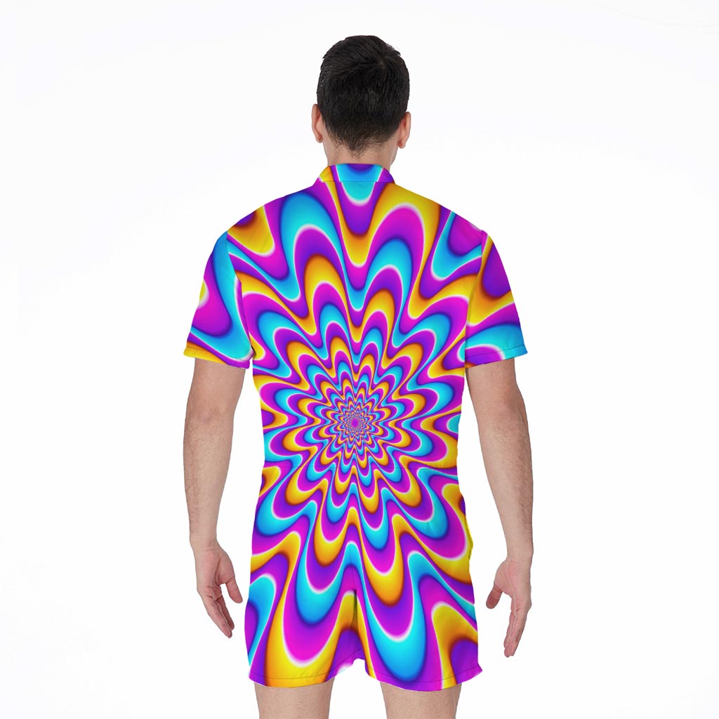 Splashing Colors Moving Optical Illusion Men's Rompers