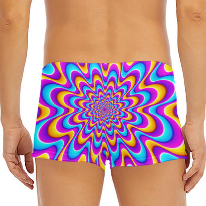 Splashing Colors Moving Optical Illusion Men's Short Boxer Briefs