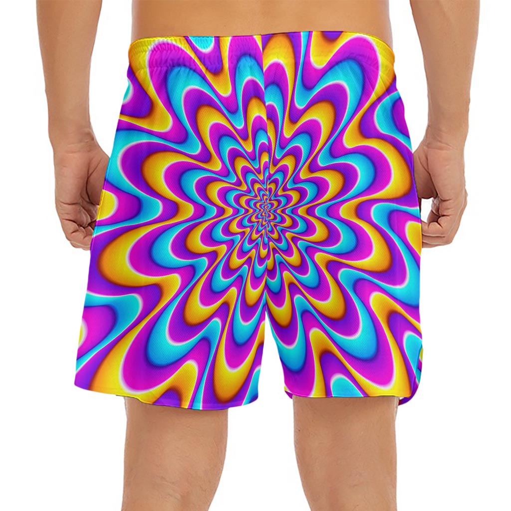 Splashing Colors Moving Optical Illusion Men's Split Running Shorts