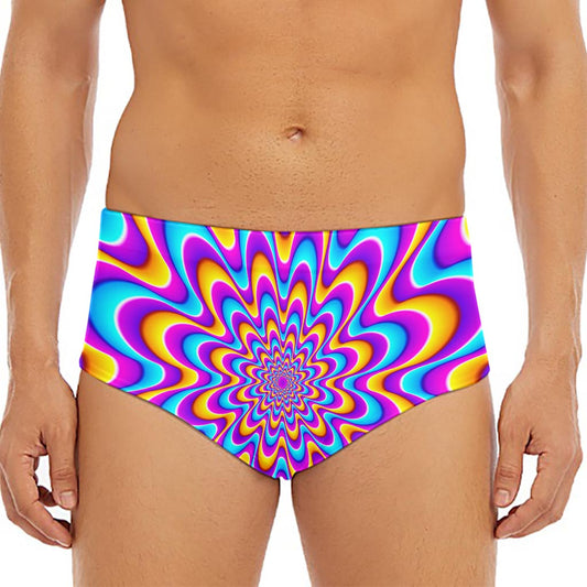 Splashing Colors Moving Optical Illusion Men's Triangle Swim Briefs