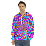 Splashing Colors Moving Optical Illusion Men's Velvet Pullover Hoodie