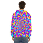 Splashing Colors Moving Optical Illusion Men's Velvet Pullover Hoodie