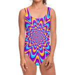 Splashing Colors Moving Optical Illusion One Piece Swimsuit