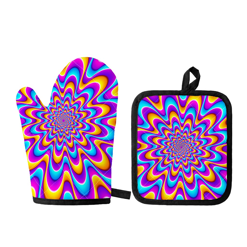 Splashing Colors Moving Optical Illusion Oven Mitt And Pot Holder Set