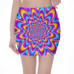 Splashing Colors Moving Optical Illusion Pencil Mini Skirt