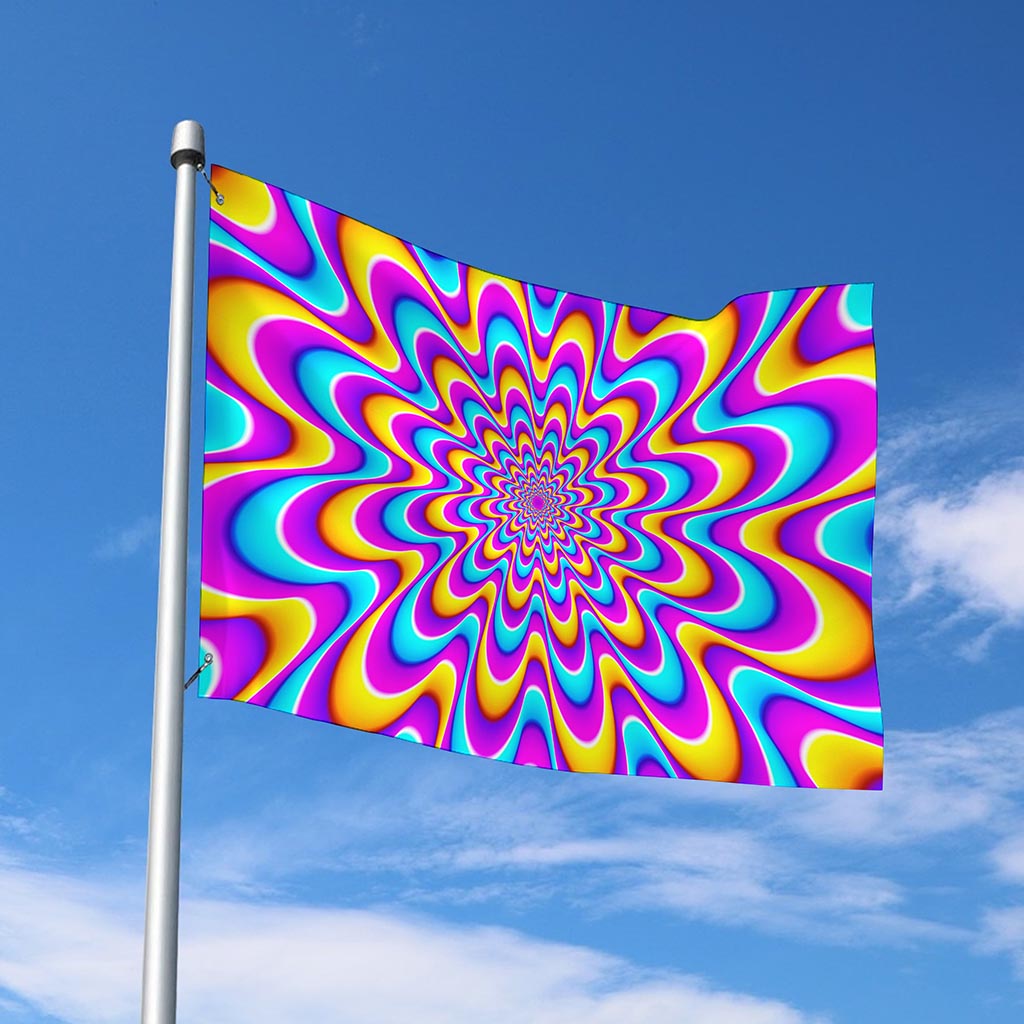 Splashing Colors Moving Optical Illusion Polyester Flag