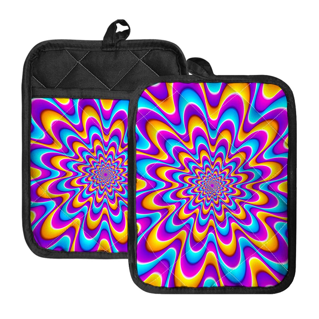 Splashing Colors Moving Optical Illusion Pot Holders With Pocket
