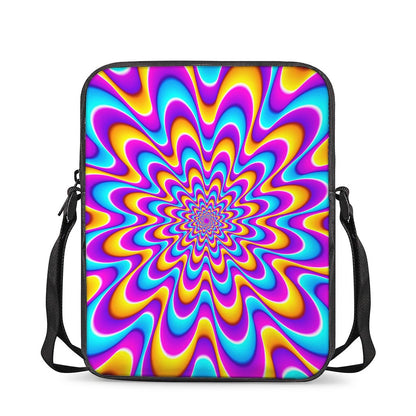 Splashing Colors Moving Optical Illusion Rectangular Crossbody Bag