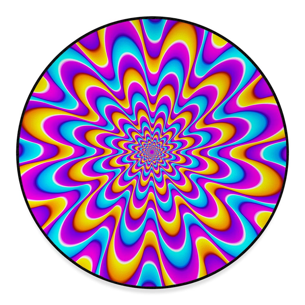 Splashing Colors Moving Optical Illusion Round Floor Mat