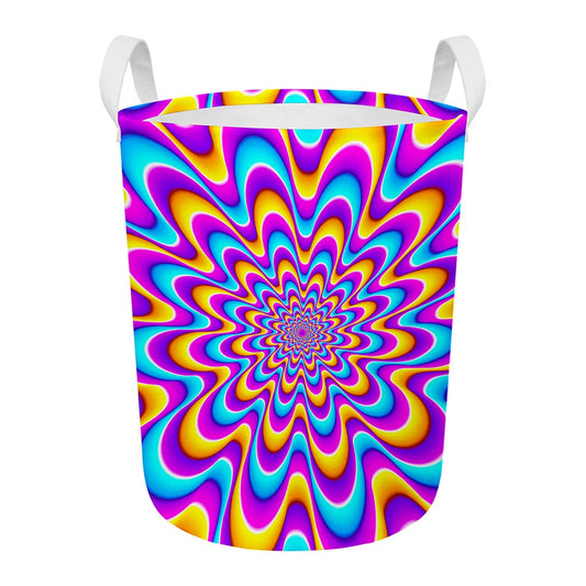 Splashing Colors Moving Optical Illusion Round Laundry Basket