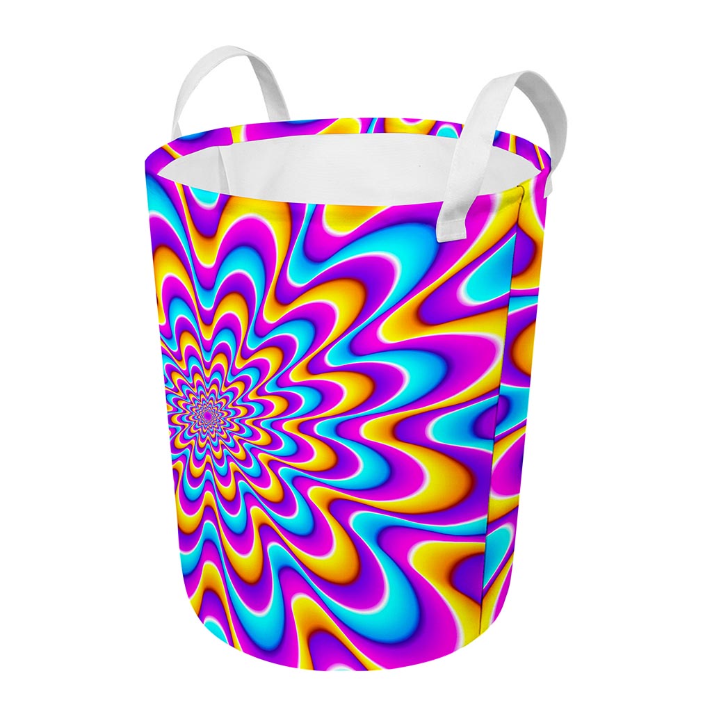 Splashing Colors Moving Optical Illusion Round Laundry Basket