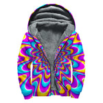 Splashing Colors Moving Optical Illusion Sherpa Lined Zip Up Hoodie