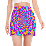 Splashing Colors Moving Optical Illusion Side Slit Mini Skirt