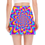 Splashing Colors Moving Optical Illusion Side Slit Mini Skirt