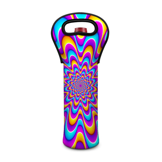 Splashing Colors Moving Optical Illusion Single Neoprene Wine Tote