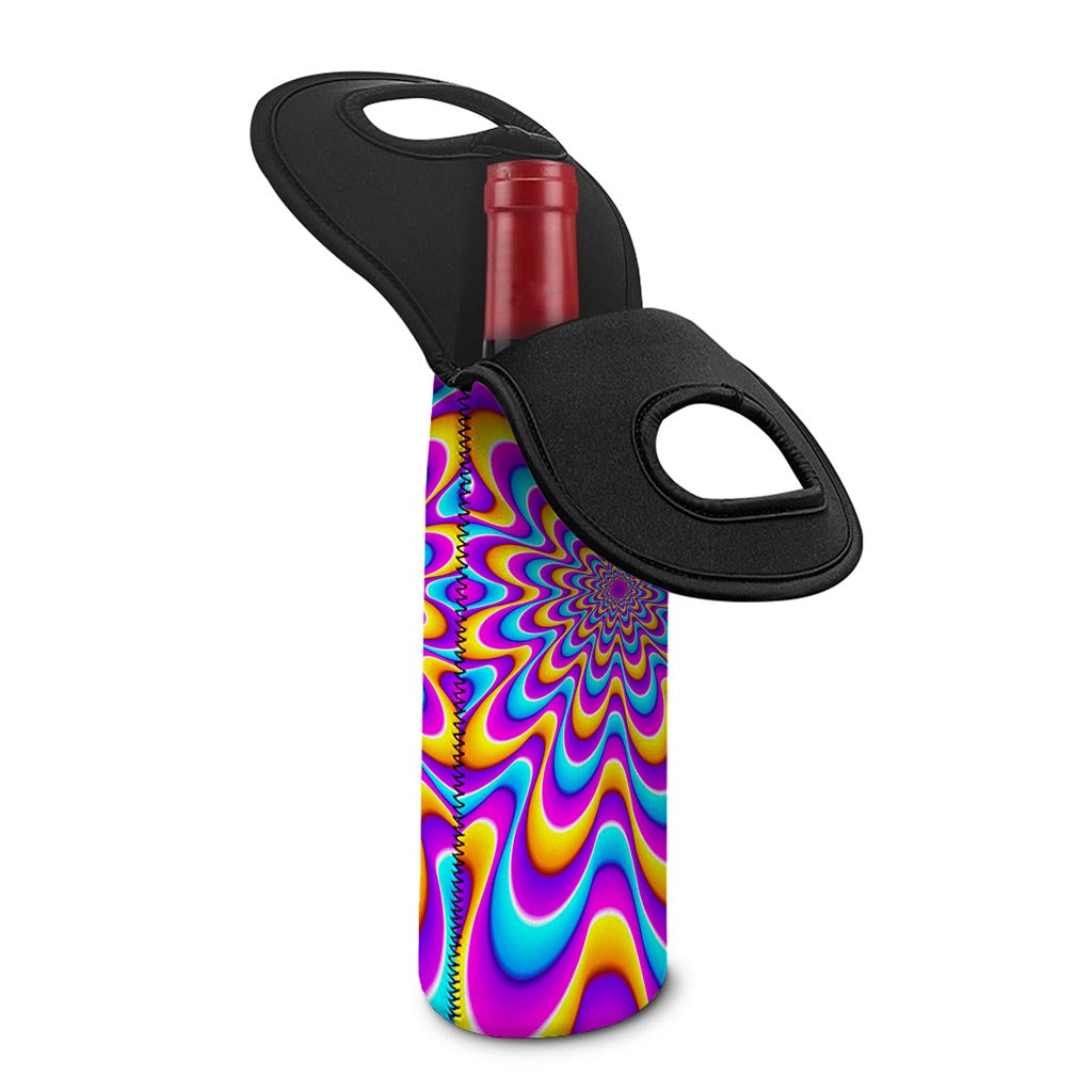 Splashing Colors Moving Optical Illusion Single Neoprene Wine Tote