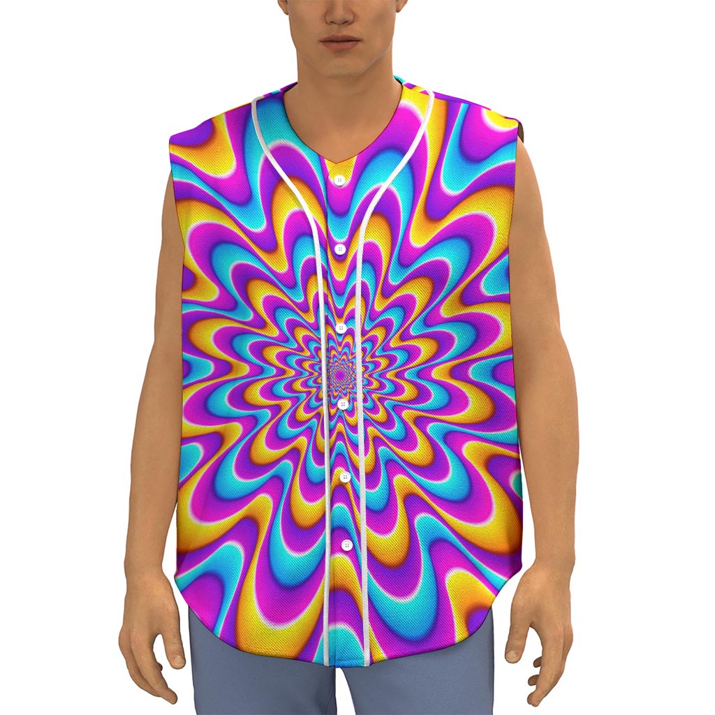 Splashing Colors Moving Optical Illusion Sleeveless Baseball Jersey