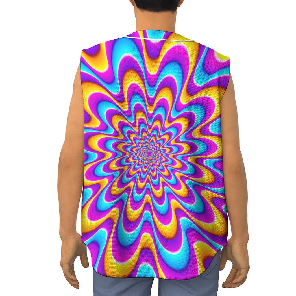 Splashing Colors Moving Optical Illusion Sleeveless Baseball Jersey