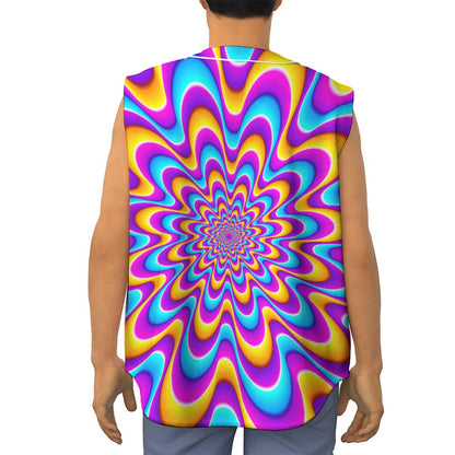 Splashing Colors Moving Optical Illusion Sleeveless Baseball Jersey