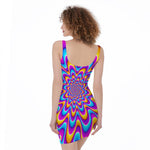 Splashing Colors Moving Optical Illusion Sleeveless Bodycon Dress