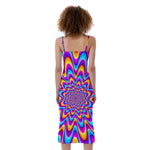 Splashing Colors Moving Optical Illusion Slim Fit Midi Cami Dress