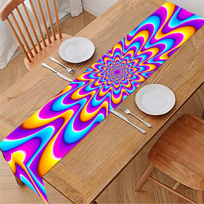 Splashing Colors Moving Optical Illusion Table Runner