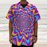 Splashing Colors Moving Optical Illusion Textured Short Sleeve Shirt