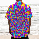 Splashing Colors Moving Optical Illusion Textured Short Sleeve Shirt