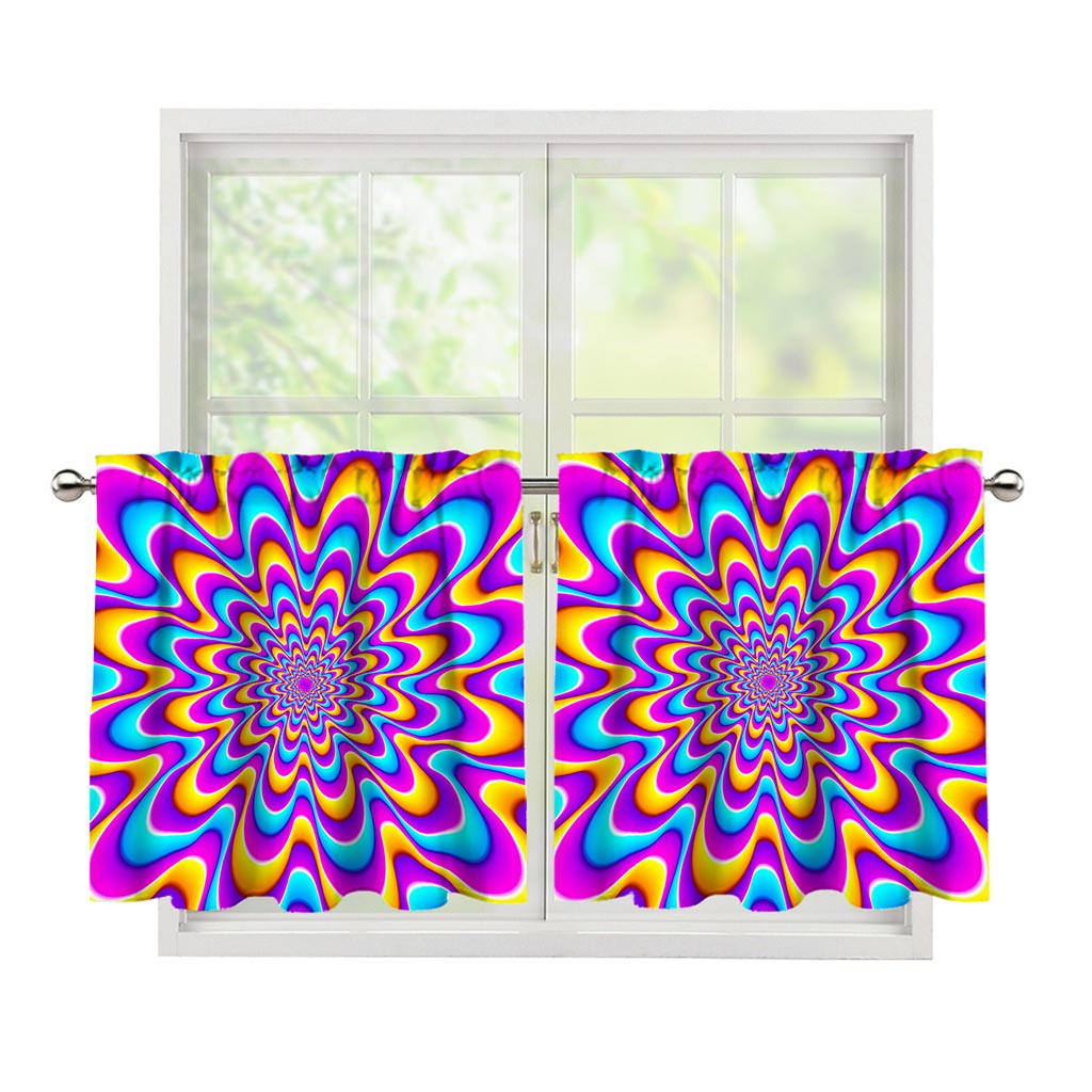 Splashing Colors Moving Optical Illusion Tier Curtains