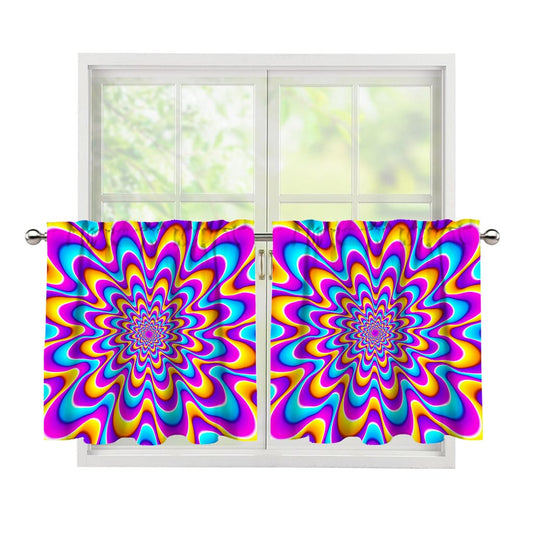 Splashing Colors Moving Optical Illusion Tier Curtains