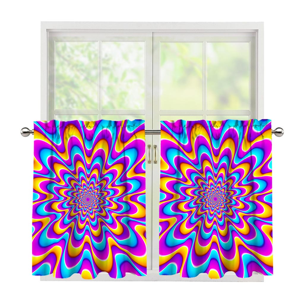 Splashing Colors Moving Optical Illusion Tier Curtains