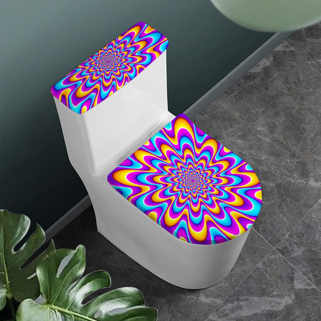 Splashing Colors Moving Optical Illusion Toilet Lid And Tank Cover Set