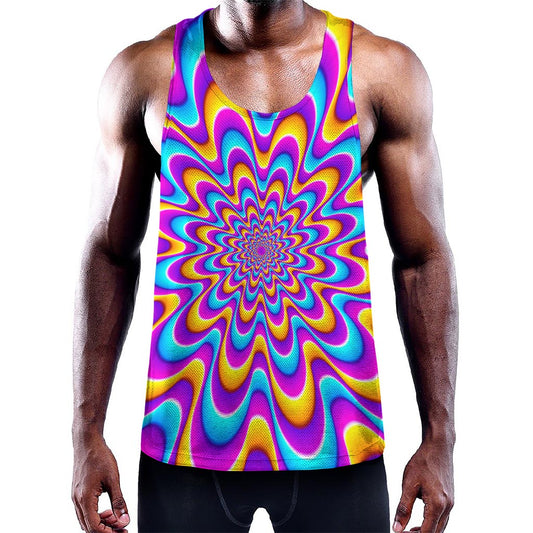 Splashing Colors Moving Optical Illusion Training Tank Top