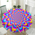 Splashing Colors Moving Optical Illusion Waterproof Round Tablecloth