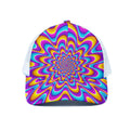 Splashing Colors Moving Optical Illusion White Mesh Trucker Hat