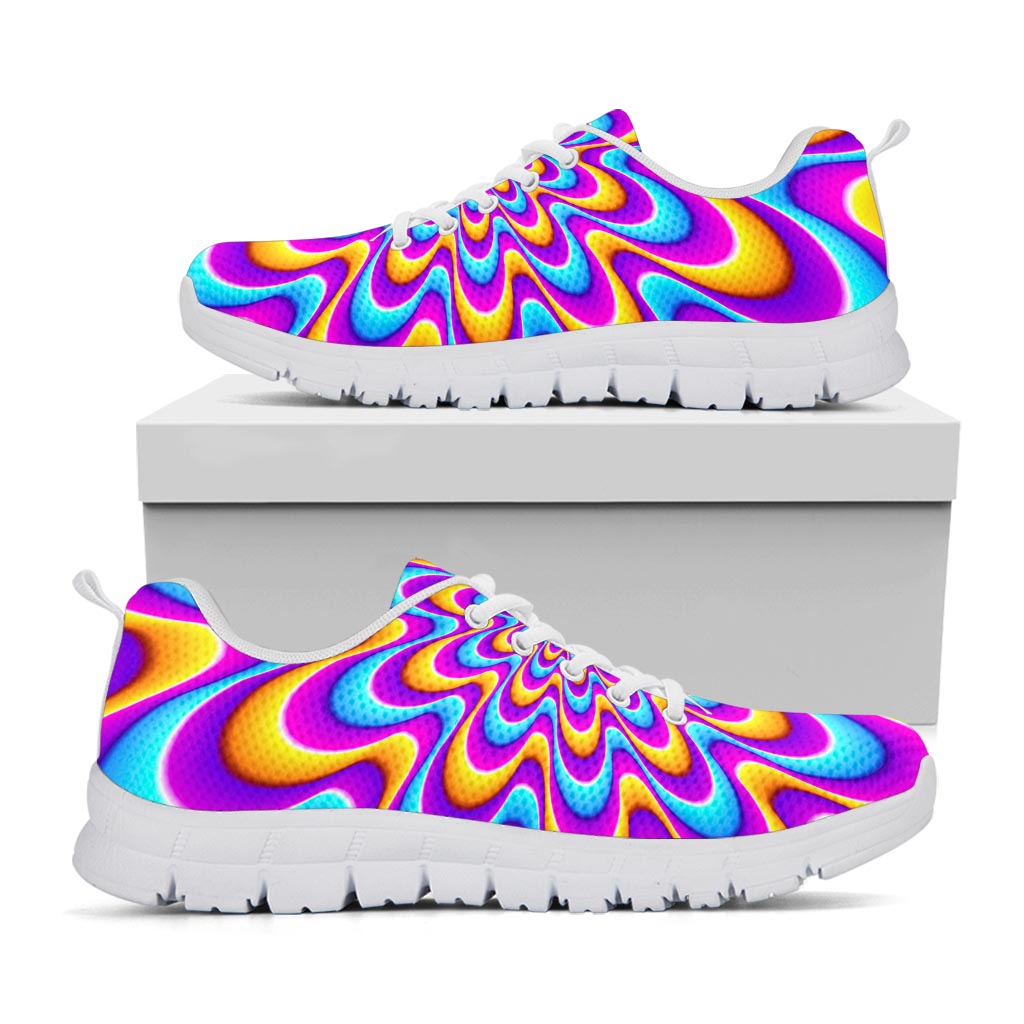 Splashing Colors Moving Optical Illusion White Running Shoes