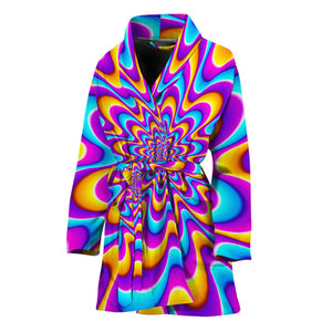 Splashing Colors Moving Optical Illusion Women's Bathrobe