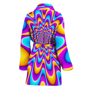 Splashing Colors Moving Optical Illusion Women's Bathrobe