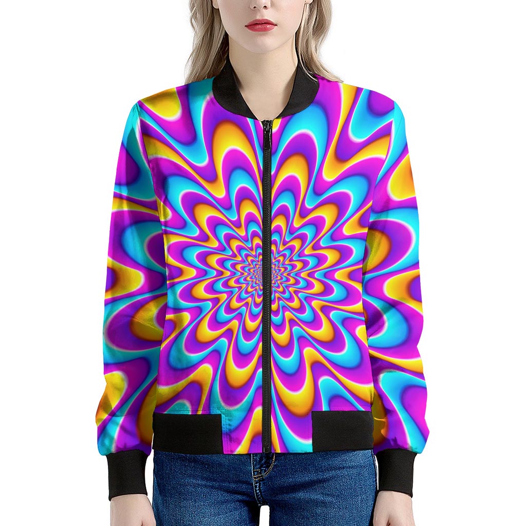 Splashing Colors Moving Optical Illusion Women's Bomber Jacket