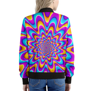 Splashing Colors Moving Optical Illusion Women's Bomber Jacket