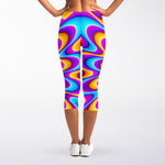 Splashing Colors Moving Optical Illusion Women's Capri Leggings