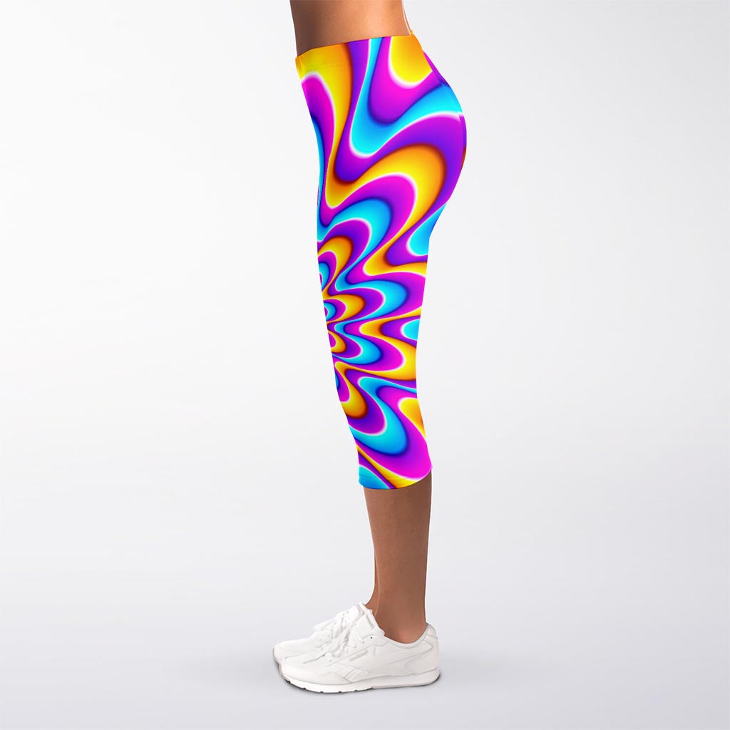 Splashing Colors Moving Optical Illusion Women's Capri Leggings